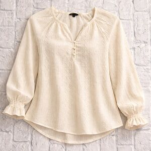 Frye Salt Breeze Textured Boho Blouse Cream Medium 8–10
